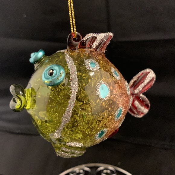 🎄Set Of 5 Hand Blown Glass Fish Christmas Ornaments - Picture 16 of 16